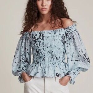 Allsaints Lara Portland Off-Shoulder Top - blue